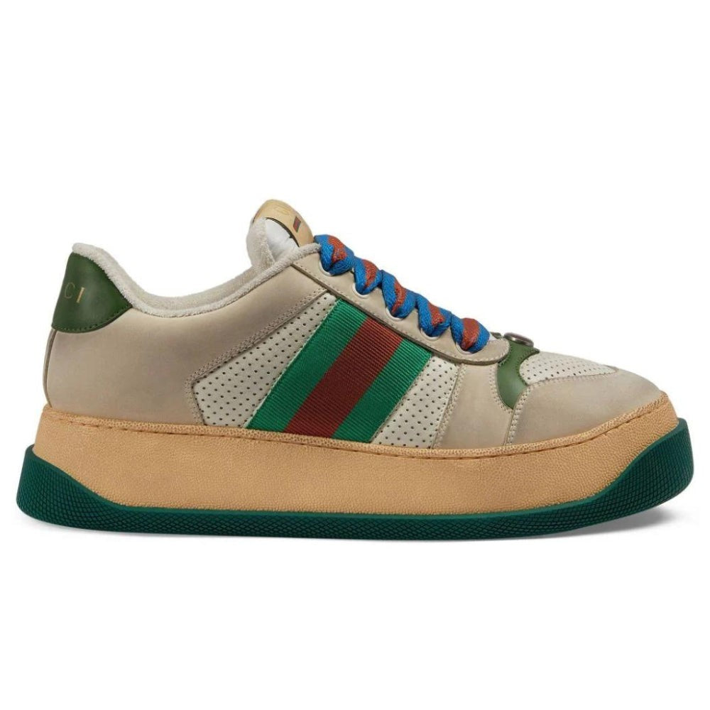 Gucci Screener low-top leather sneakers 'Cream White Green' - DUBAI ALL STAR