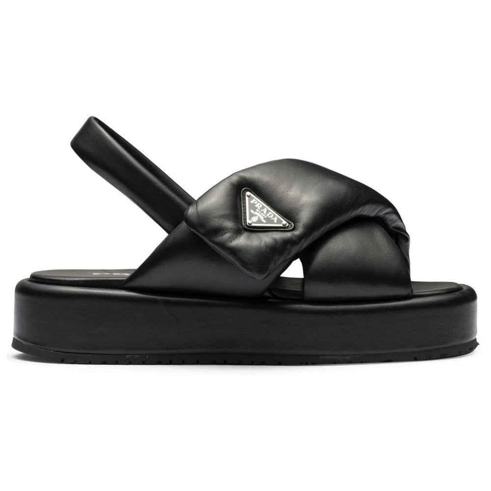 Prada triangle-logo padded sandals "Black" - DUBAI ALL STAR