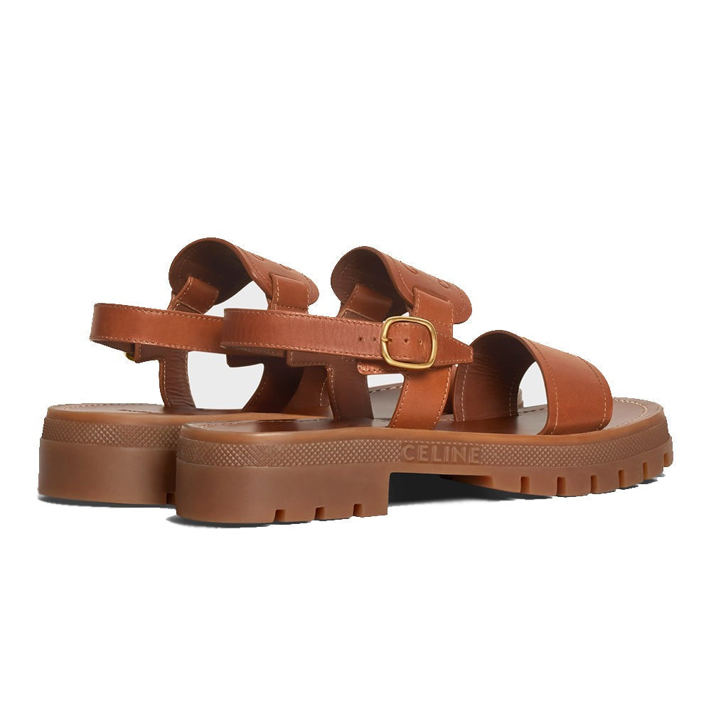 Celine Clea Triomphe Sandal In Calfskin Vegetal Tanning Tan - DUBAI ALL STAR