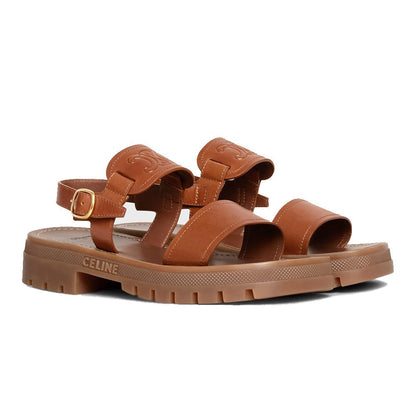 Celine Clea Triomphe Sandal In Calfskin Vegetal Tanning Tan - DUBAI ALL STAR