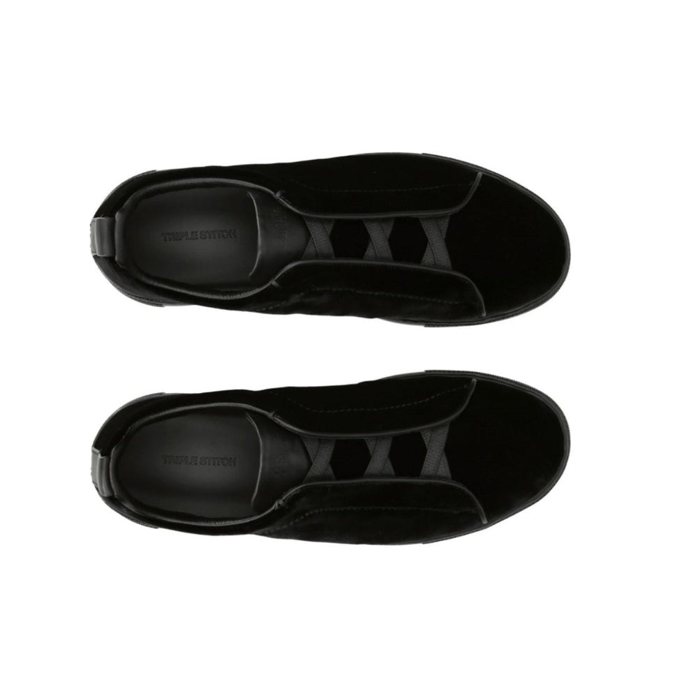 ZEGNA  Velvet Triple Stitch Sneakers "Black" - DUBAI ALL STAR