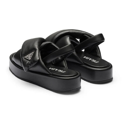 Prada triangle-logo padded sandals "Black" - DUBAI ALL STAR