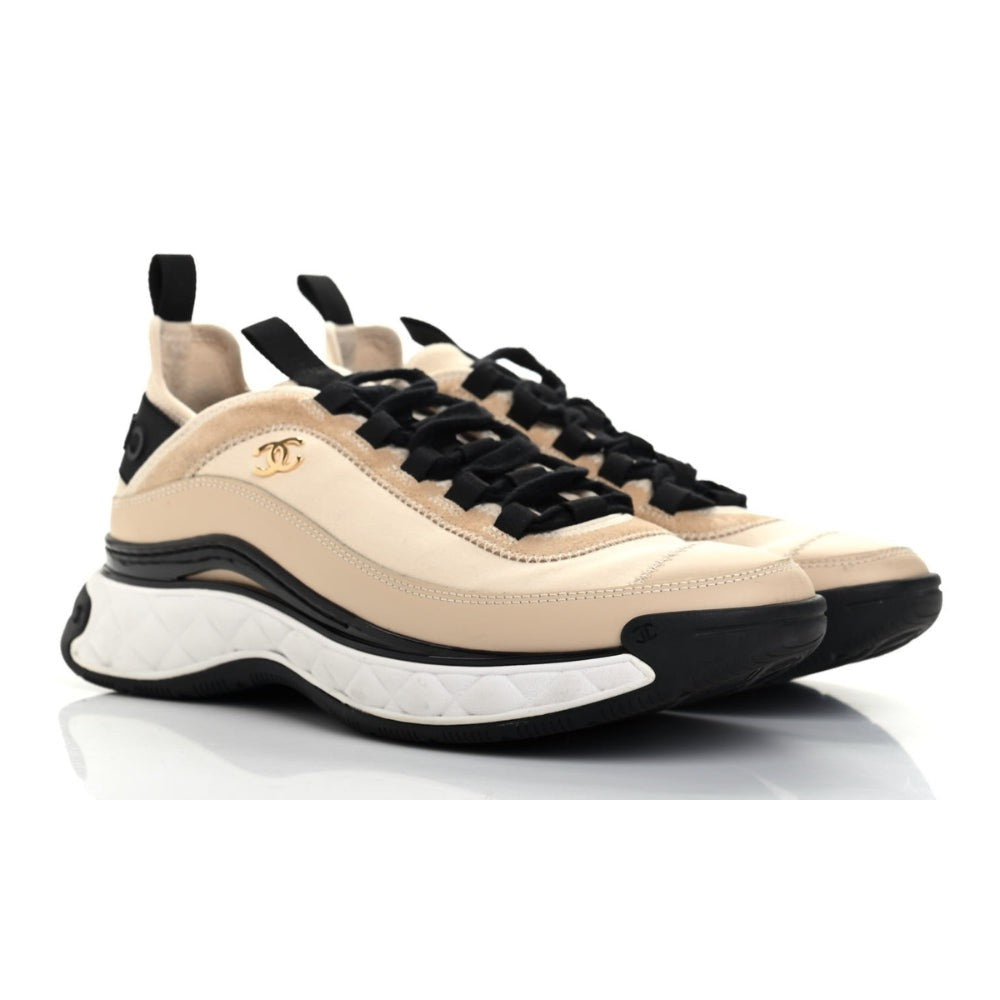 Chanel Velvet Calfskin & Mixed Fibers Sneaker 'Beige' - DUBAI ALL STAR