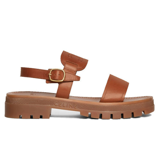 Celine Clea Triomphe Sandal In Calfskin Vegetal Tanning Tan - DUBAI ALL STAR