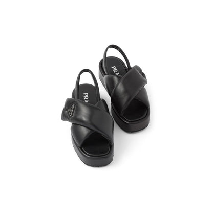 Prada triangle-logo padded sandals "Black" - DUBAI ALL STAR