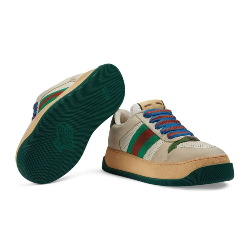 Gucci Screener low-top leather sneakers 'Cream White Green' - DUBAI ALL STAR