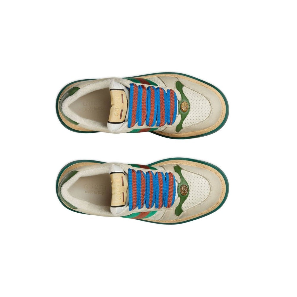 Gucci Screener low-top leather sneakers 'Cream White Green' - DUBAI ALL STAR