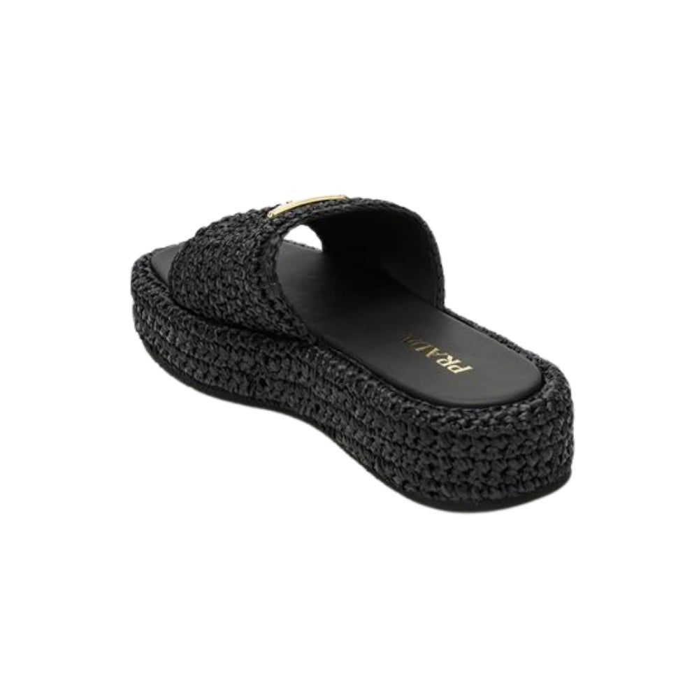 Prada logo-plaque crochet sandals 'Black' - DUBAI ALL STAR