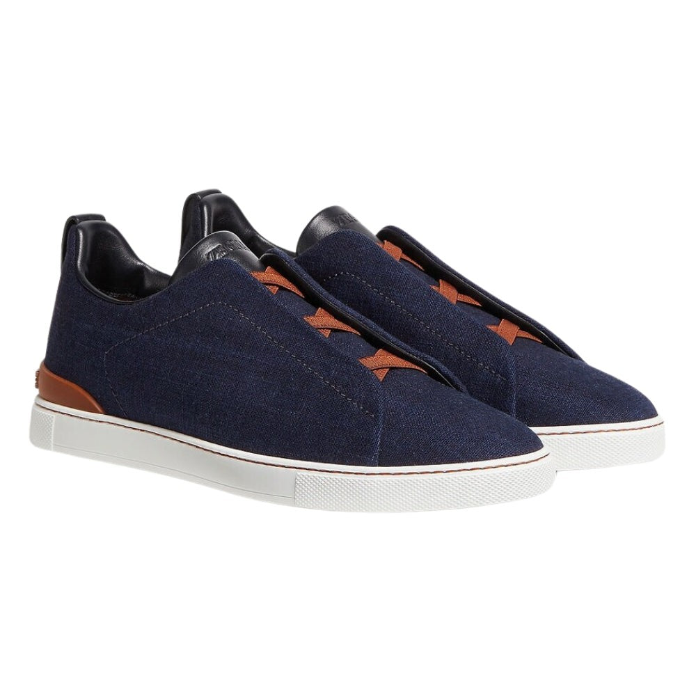 Zegna Cotton Denim Triple Stitch™ Sneakers "Blue" - DUBAI ALL STAR