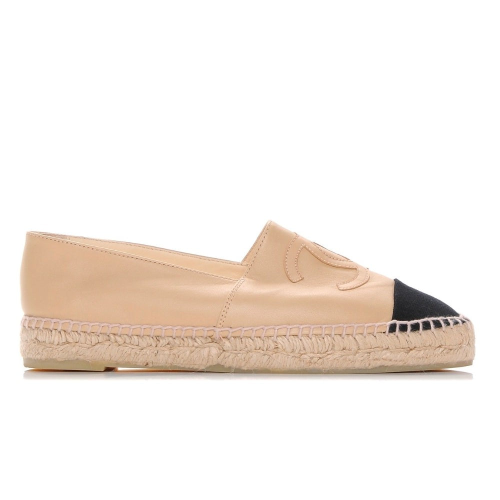 CHANEL Lambskin CC Espadrilles 40 'Beige Black' - DUBAI ALL STAR