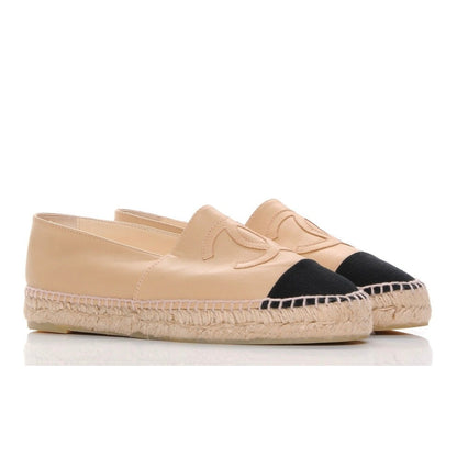 CHANEL Lambskin CC Espadrilles 40 'Beige Black' - DUBAI ALL STAR