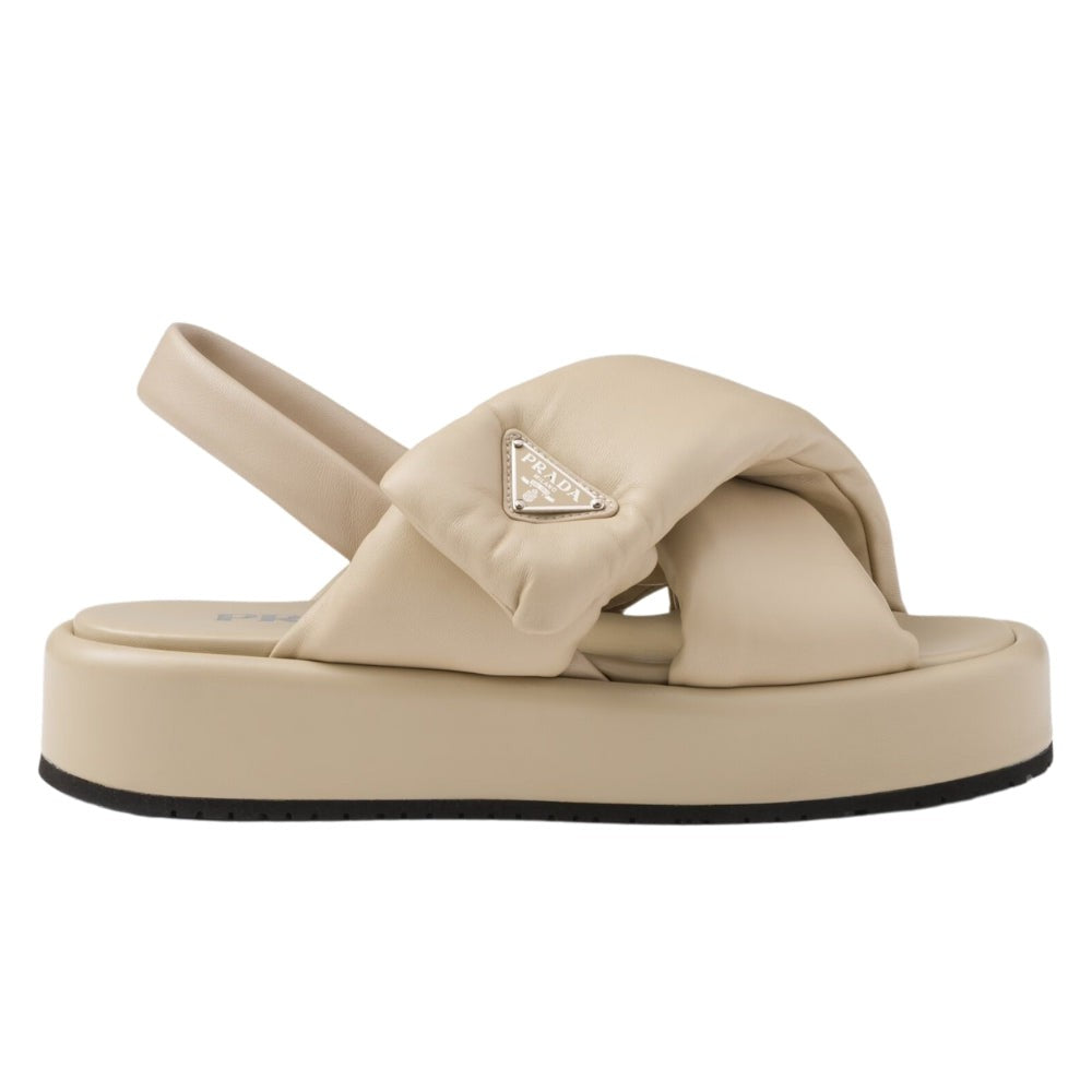 Prada triangle-logo padded sandals "Beige" - DUBAI ALL STAR