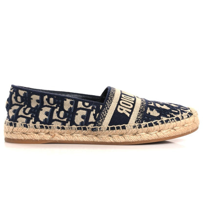 CHRISTIAN DIOR Oblique Embroidered Granville 15mm Espadrilles 38.5 Deep Blue - DUBAI ALL STAR