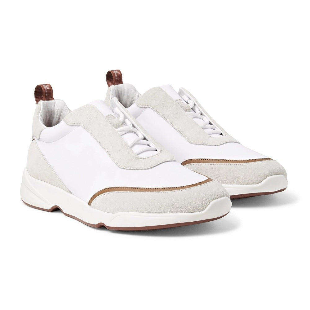 LORO PIANA Modular Walk Aqua Light Leather-trimmed Shell And Suede Sneakers In White - DUBAI ALL STAR