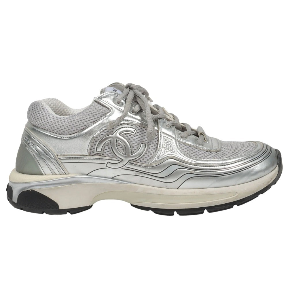 Chanel Fabric & Laminated Light Gray & Silvered Low Top Sneakers - DUBAI ALL STAR