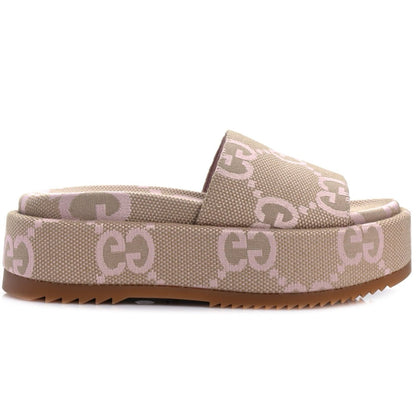 Gucci Platform Slide Sandal 'Jumbo GG - Beige Light Pink' - DUBAI ALL STAR