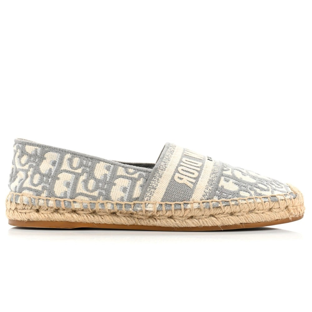 CHRISTIAN DIOR Oblique Embroidered Granville 15mm Espadrilles 37 Grey Stone - DUBAI ALL STAR