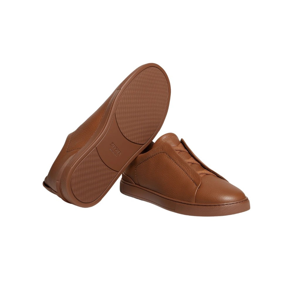 Zegna Triple Stich leather sneakers "Vicuna" - DUBAI ALL STAR