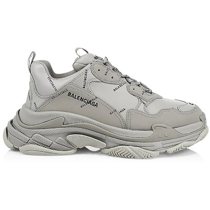 BALENCIAGA Allover Logo Triple S Sneakers In Grey Black - DUBAI ALL STAR