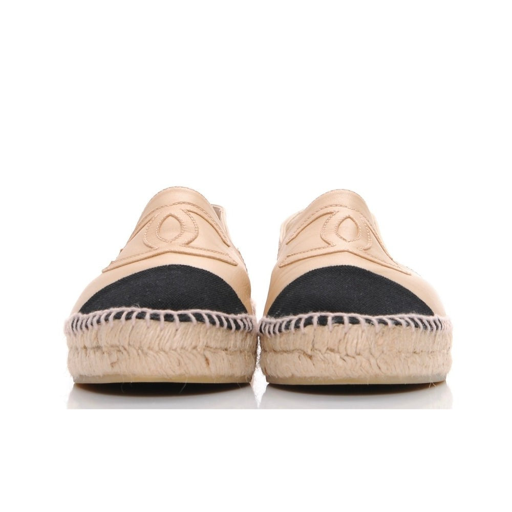 CHANEL Lambskin CC Espadrilles 40 'Beige Black' - DUBAI ALL STAR