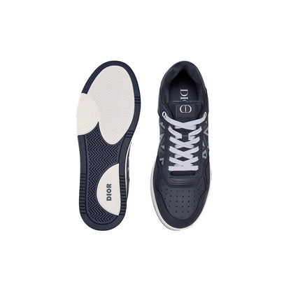 B27 LOW-TOP SNEAKER Navy Blue Smooth Calfskin and CD Diamond Canvas - DUBAI ALL STAR