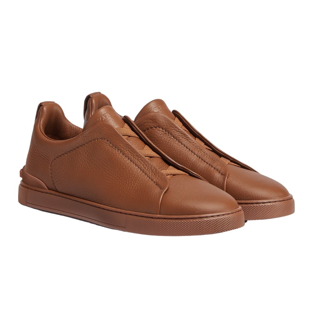 Zegna Triple Stich leather sneakers "Vicuna" - DUBAI ALL STAR