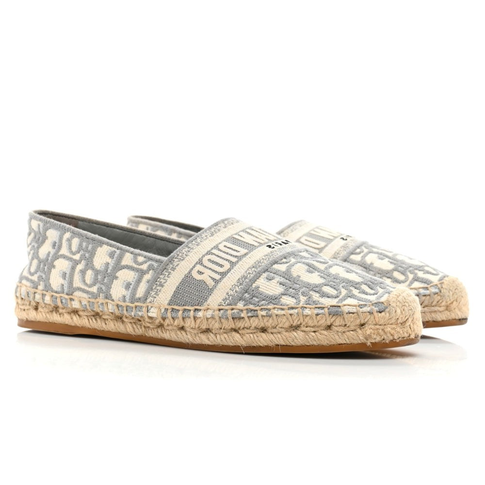 CHRISTIAN DIOR Oblique Embroidered Granville 15mm Espadrilles 37 Grey Stone - DUBAI ALL STAR