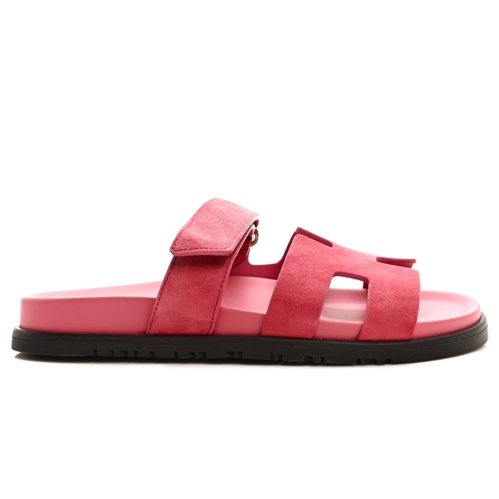 HERMES Suede Goatskin Womens Chypre Sandals 38 Rose Aphrodite - DUBAI ALL STAR