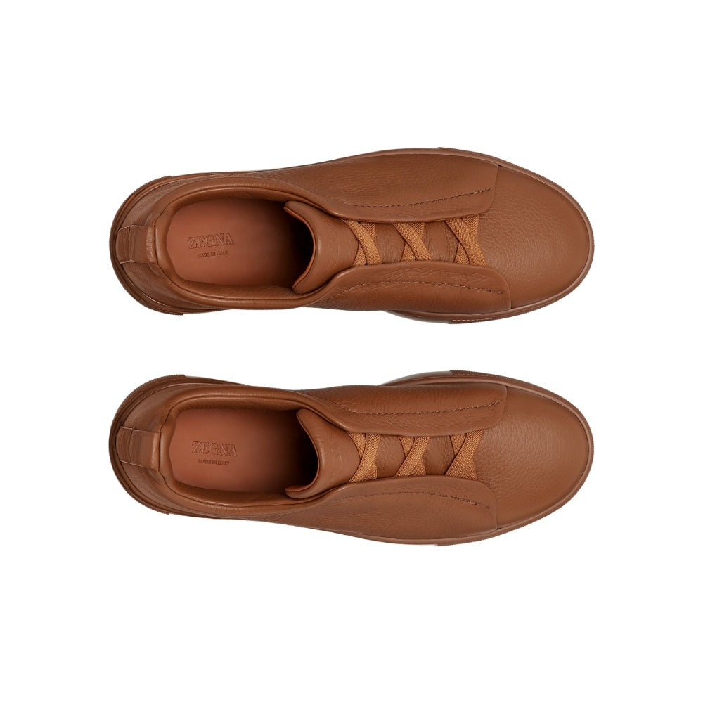 Zegna Triple Stich leather sneakers "Vicuna" - DUBAI ALL STAR