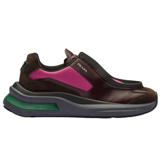 Prada Brown Systeme Leather Trainers - DUBAI ALL STAR