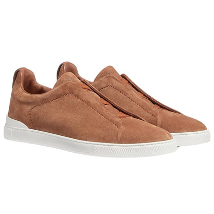 Zegna Triple Stich leather sneakers "Tobacco" - DUBAI ALL STAR