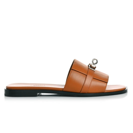 HERMES Calfskin Giulia Sandals Naturel 'Brown' - DUBAI ALL STAR