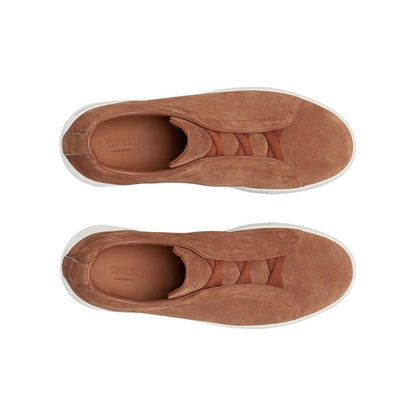 Zegna Triple Stich leather sneakers "Tobacco" - DUBAI ALL STAR