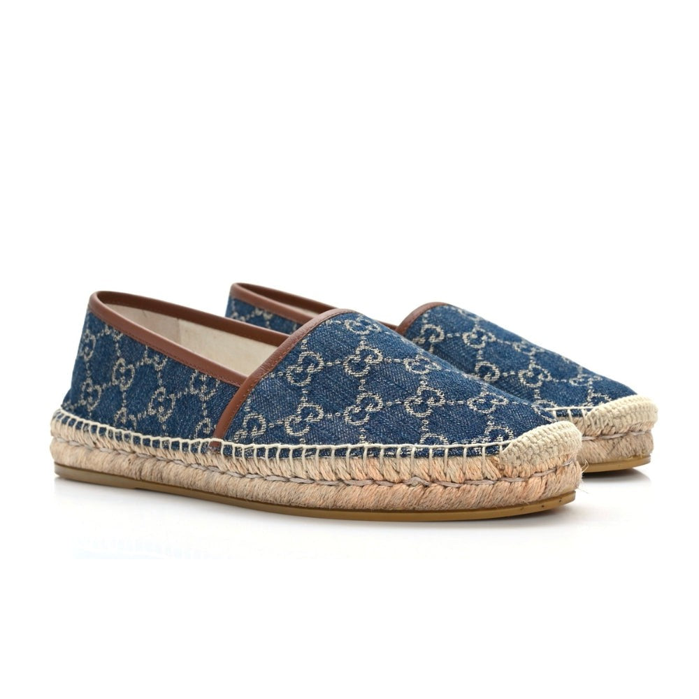 GUCCI Denim GG Monogram Espadrilles 40 Blue Tea Cuir - DUBAI ALL STAR