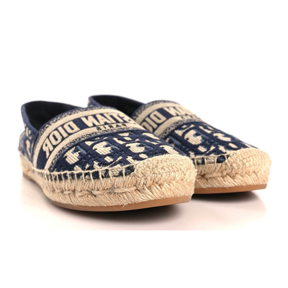 CHRISTIAN DIOR Oblique Embroidered Granville 15mm Espadrilles 38.5 Deep Blue - DUBAI ALL STAR