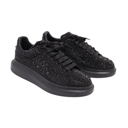 Alexander McQueen oversized Black Crystal Embellished Leather Oversized Sneakers - DUBAI ALL STAR