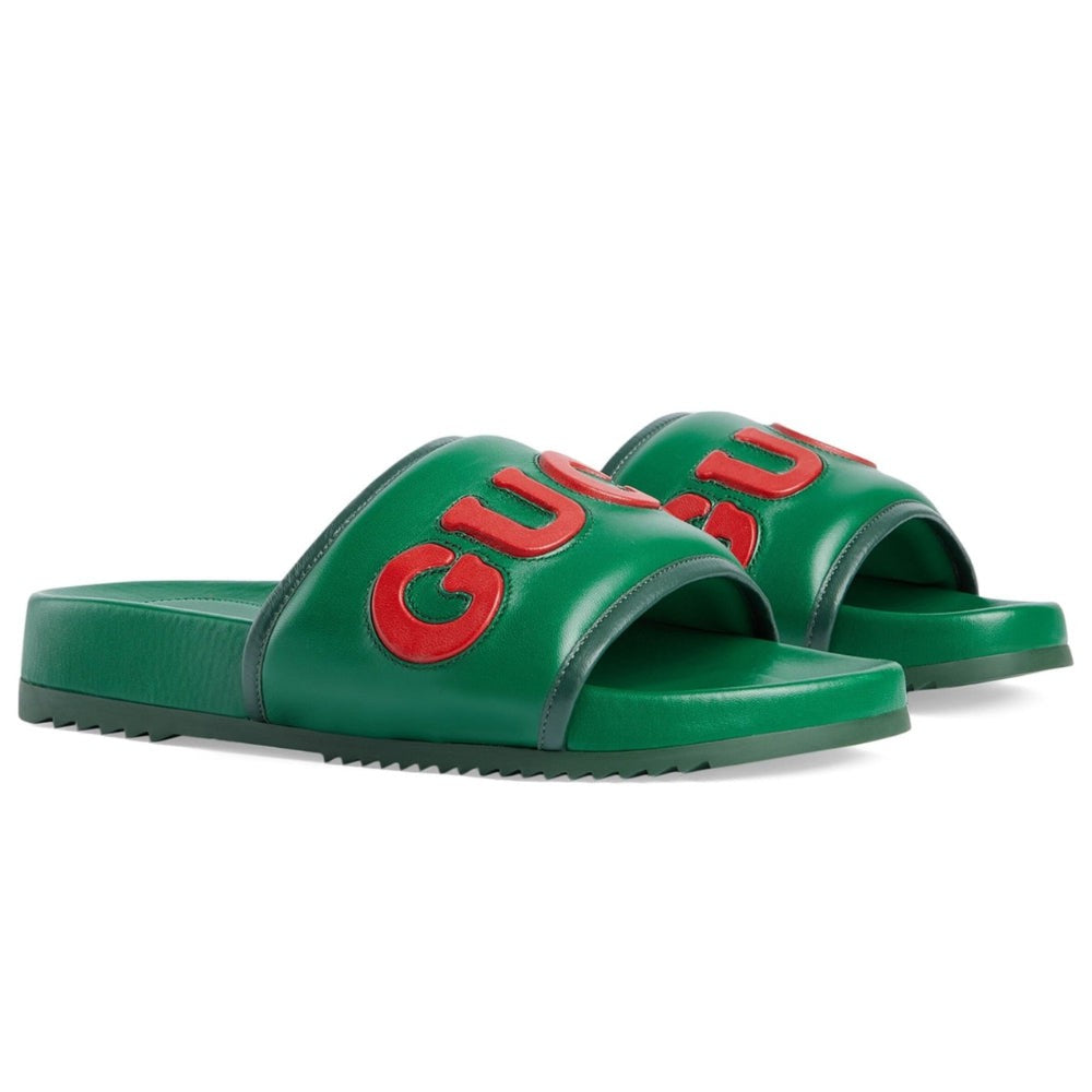 Gucci  Leather Logo Slides - DUBAI ALL STAR