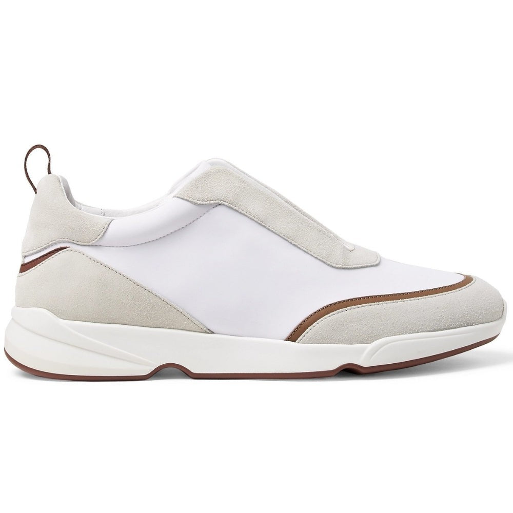 LORO PIANA Modular Walk Aqua Light Leather-trimmed Shell And Suede Sneakers In White - DUBAI ALL STAR