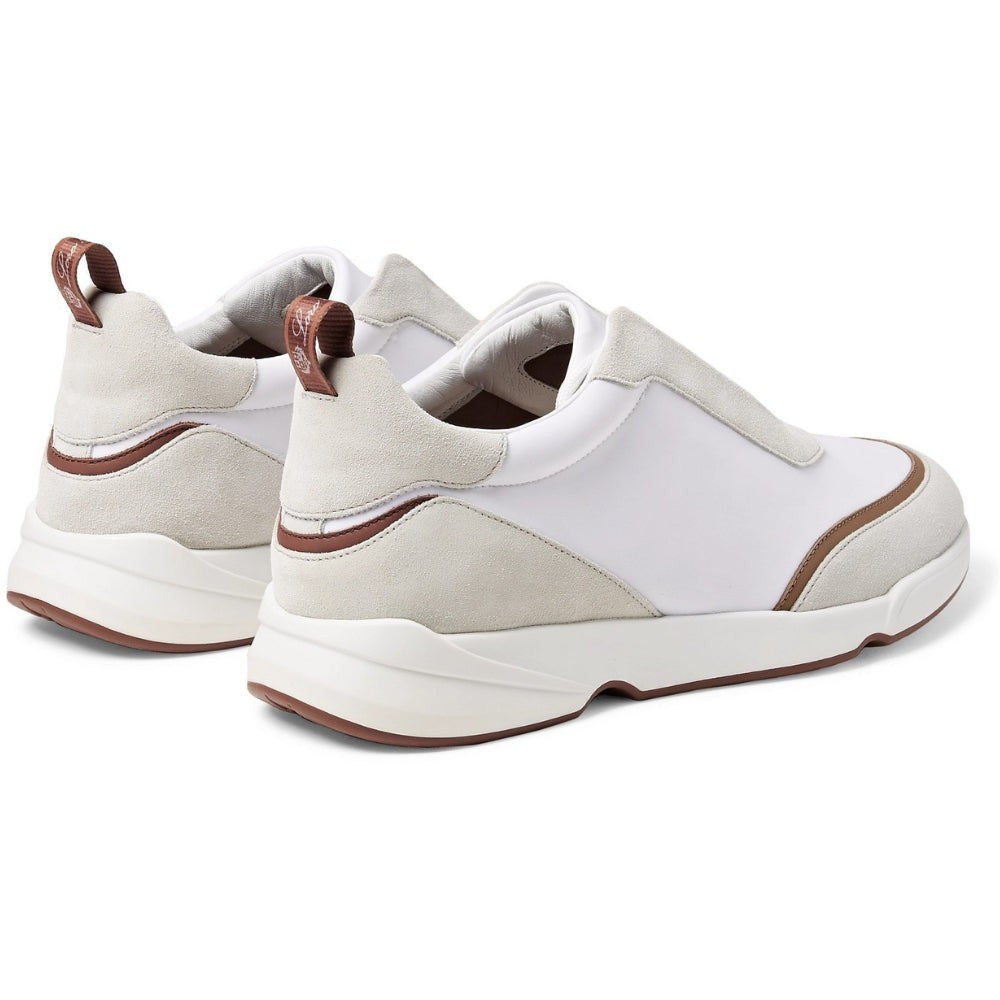 LORO PIANA Modular Walk Aqua Light Leather-trimmed Shell And Suede Sneakers In White - DUBAI ALL STAR