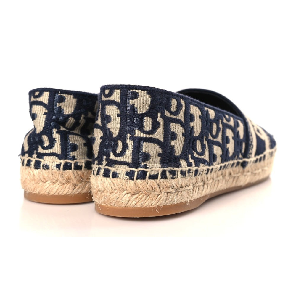 CHRISTIAN DIOR Oblique Embroidered Granville 15mm Espadrilles 38.5 Deep Blue - DUBAI ALL STAR