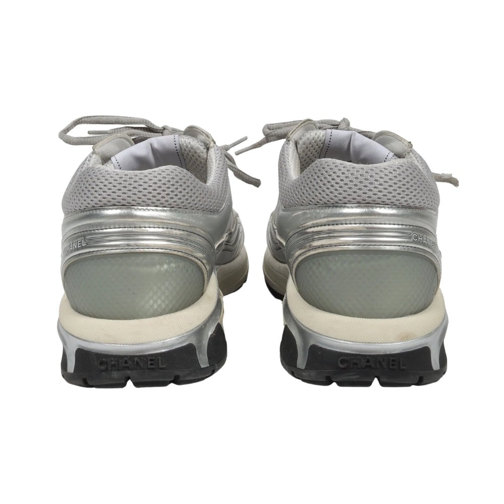 Chanel Fabric & Laminated Light Gray & Silvered Low Top Sneakers - DUBAI ALL STAR