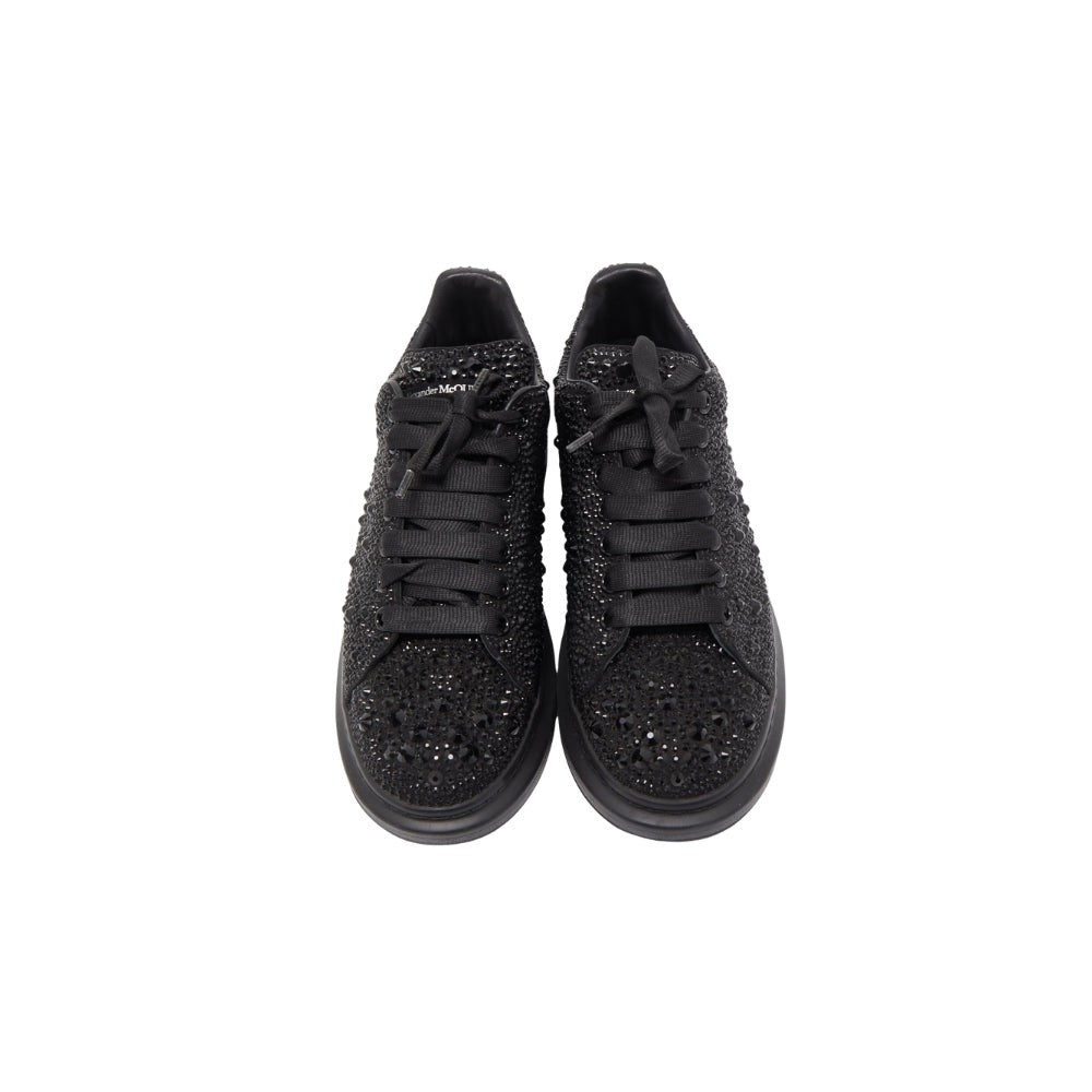 Alexander McQueen oversized Black Crystal Embellished Leather Oversized Sneakers - DUBAI ALL STAR