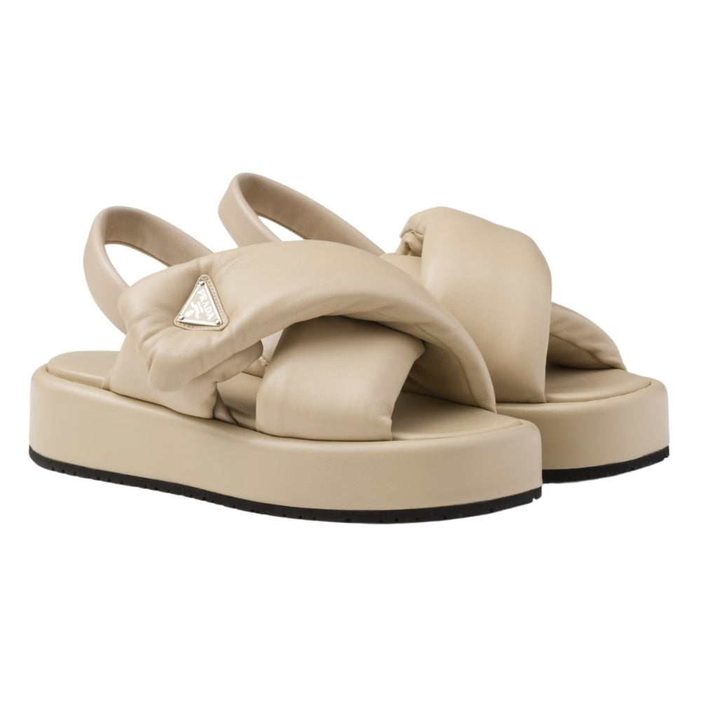 Prada triangle-logo padded sandals "Beige" - DUBAI ALL STAR