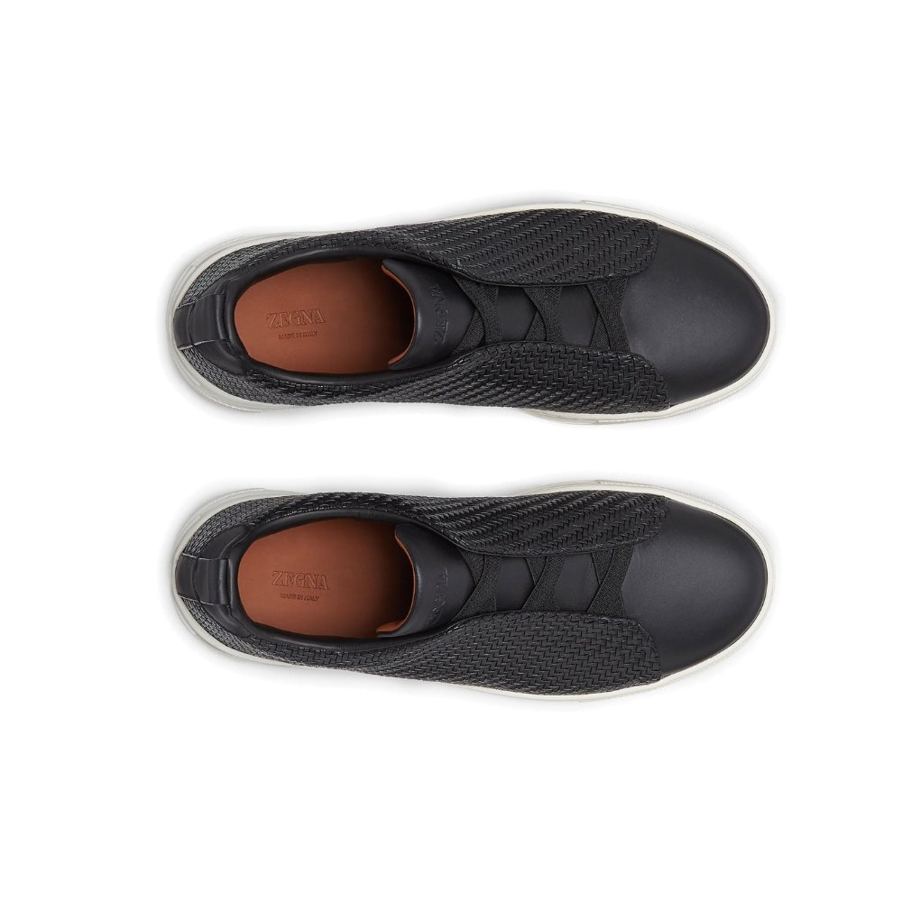 Zegna Pelletessuta Leather Triple Stitch "Black" - DUBAI ALL STAR