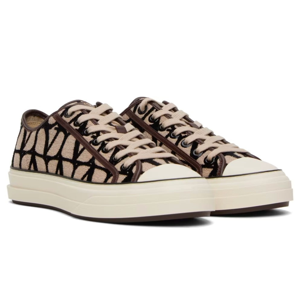 Valentino Garavani Beige & Black Totaloop Sneaker - DUBAI ALL STAR