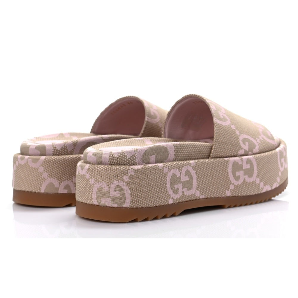 Gucci Platform Slide Sandal 'Jumbo GG - Beige Light Pink' - DUBAI ALL STAR