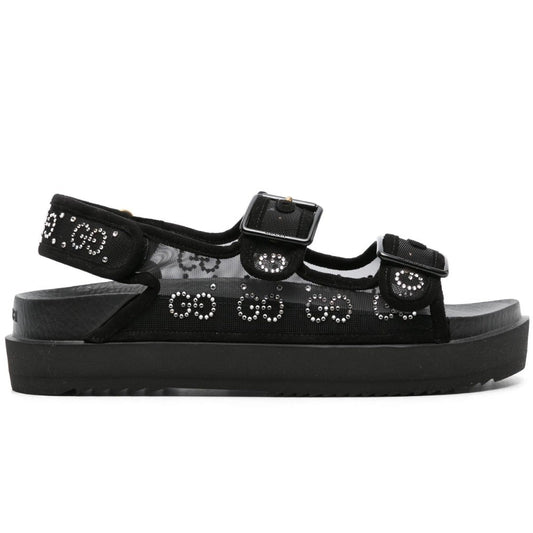 Gucci crystal-embellished monogram-pattern sandals "Black" - DUBAI ALL STAR