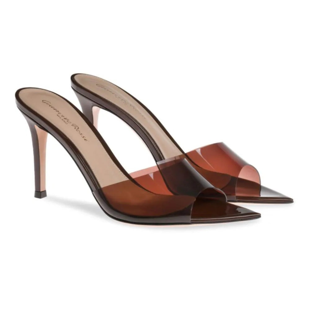 Gianvito Rossi Elle 85mm point-toe mules "Brown" - DUBAI ALL STAR