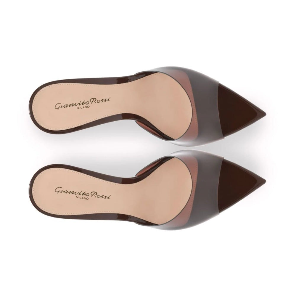 Gianvito Rossi Elle 85mm point-toe mules "Brown" - DUBAI ALL STAR