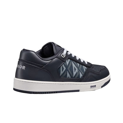 B27 LOW-TOP SNEAKER Navy Blue Smooth Calfskin and CD Diamond Canvas - DUBAI ALL STAR